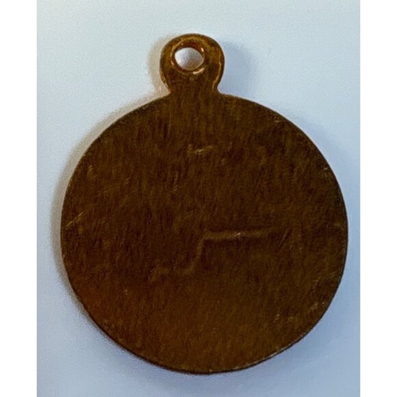 Zodiac Virgo Pendant Charm With White Enamel & Abstract Design Gold Toned Vtg - Picture 2 of 4